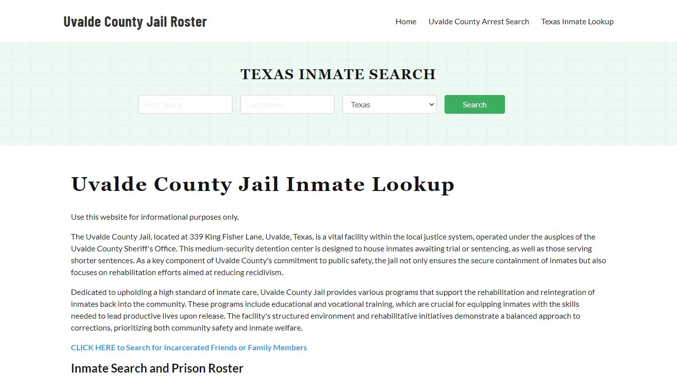 Uvalde County Jail Roster Lookup, TX, Inmate Search