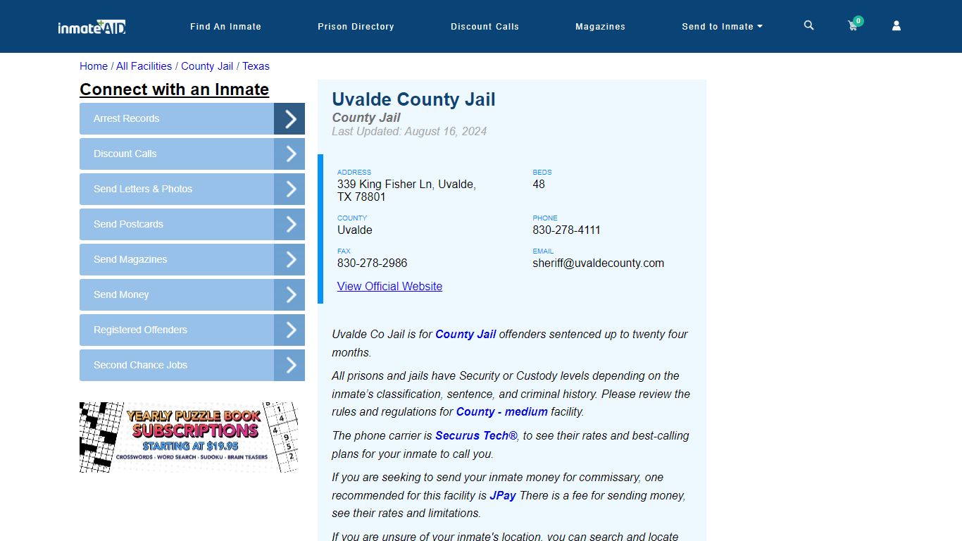 Uvalde County Jail - Inmate Locator